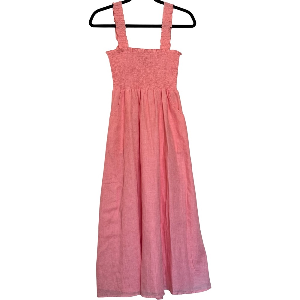 Aqua Smocked Midi Dress